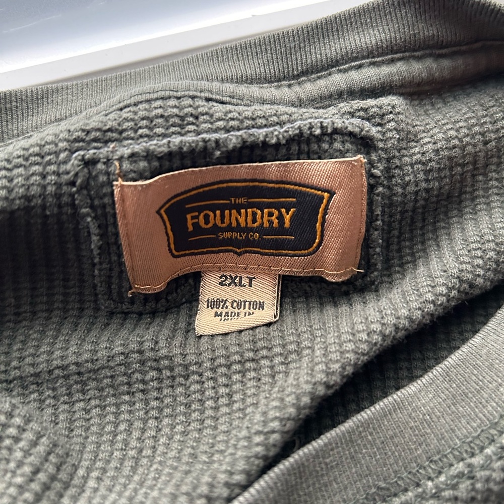 Men’s Foundry Supply Co. 2XLT long sleeve waffle knit shirt in Hunter Green